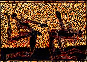  Dance, Linolschnitt coloured 